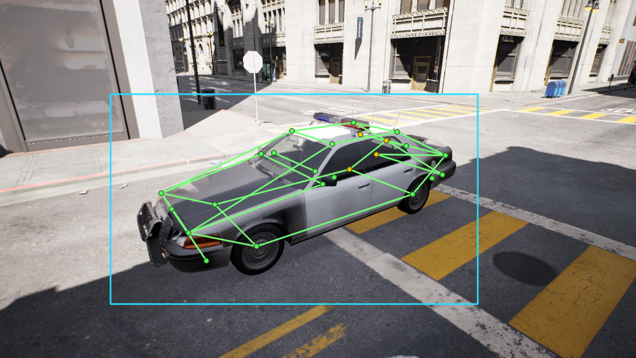 24 keypoints and bounding box on a City Sample vehicle